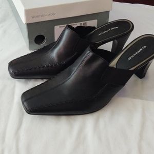 New Worthington black mules with 3 inch heel